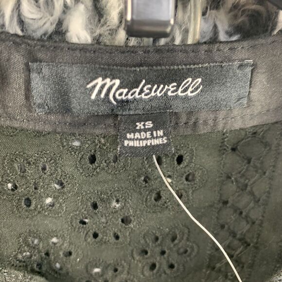 Madewell Peasant Top Eyelet Black Long Bubble Sleeve XS Boho Oversized - Picture 6 of 9